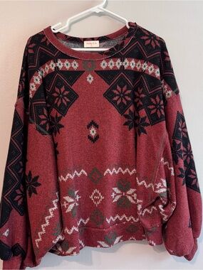Cozy Patterned Crewneck Sweater by Hailey & Co.